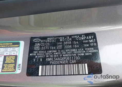 2023 Hyundai Elantra Sel из США, поврежденный, VIN KMHLS4AGXPU611730